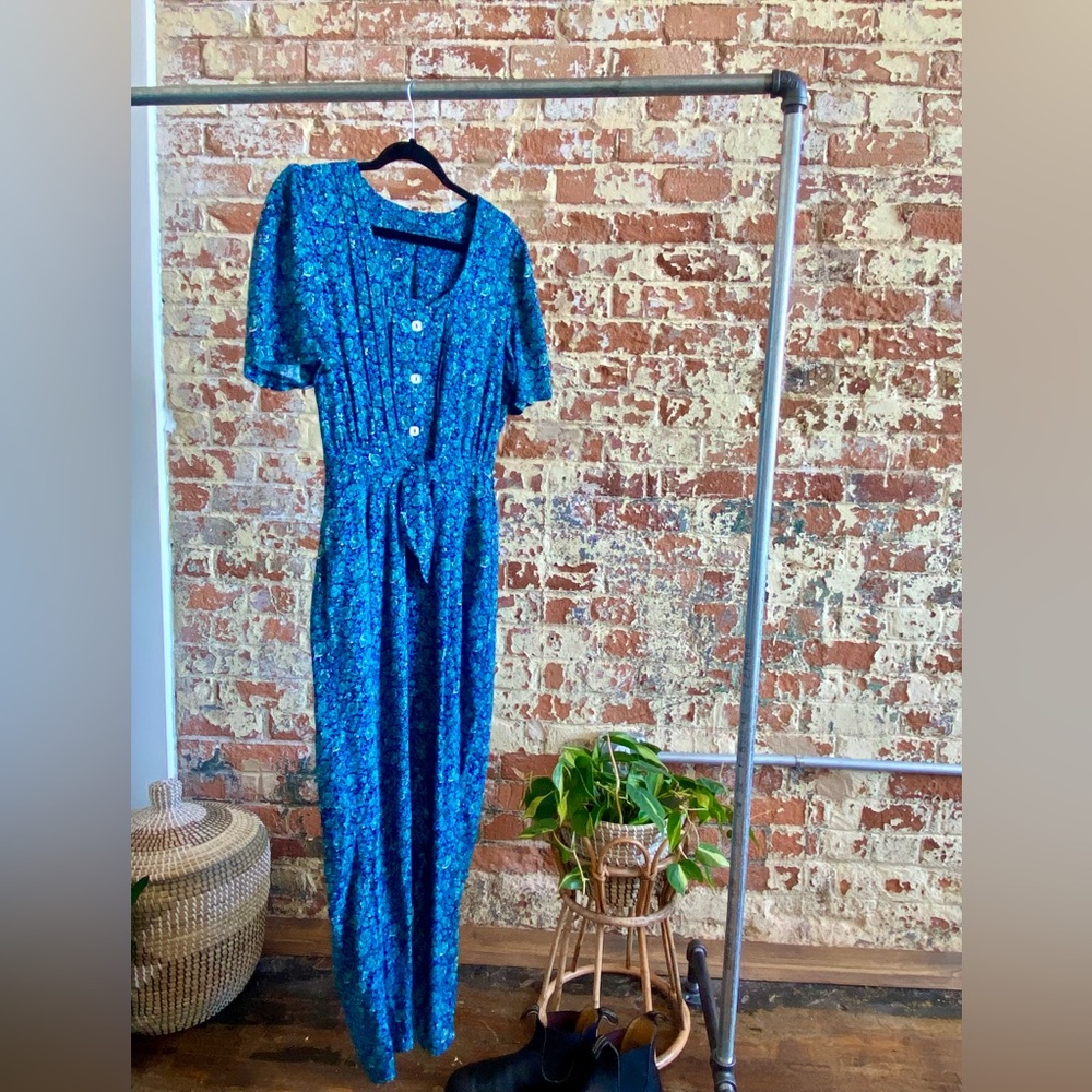 Vintage Blue Floral Jumpsuit
